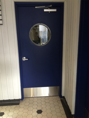 Steel door with circular window