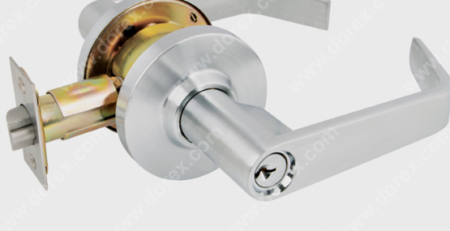 commercial-grade cylindrical lever lock with a keyway, commonly used for doors in office buildings, schools, and commercial spaces.