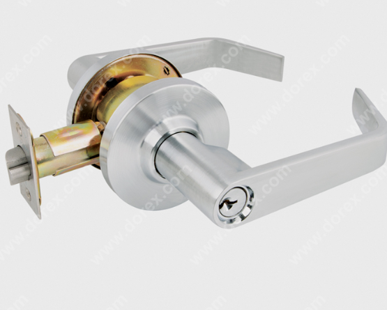 commercial-grade cylindrical lever lock with a keyway, commonly used for doors in office buildings, schools, and commercial spaces.